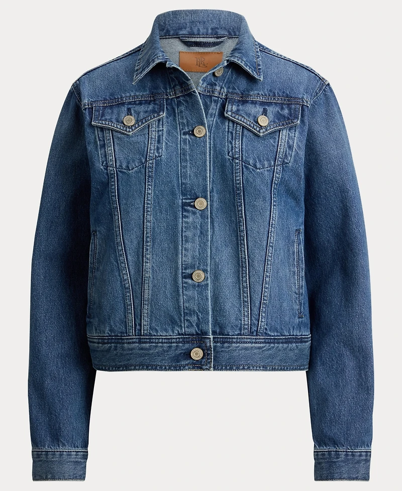 Lauren Ralph Women's Buttoned Placket Denim Trucker Jacket
