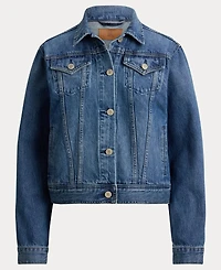 Lauren Ralph Women's Buttoned Placket Denim Trucker Jacket