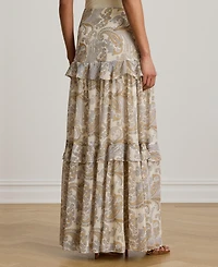Lauren Ralph Women's Tiered A-Line Maxi Skirt