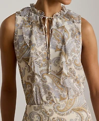 Lauren Ralph Women's Ruffle-Trim V-Neck Blouse