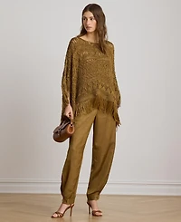 Lauren Ralph Lauren Women's Fringe-Trim Oversized Boat Neck Poncho