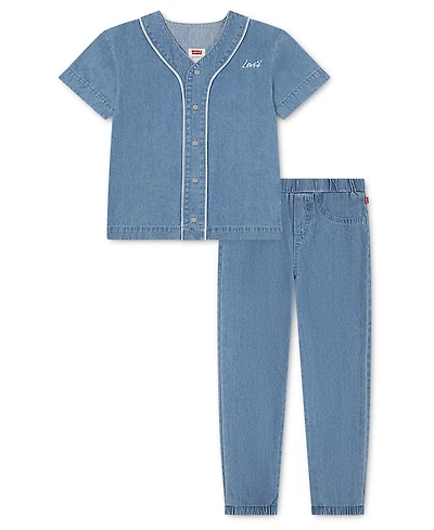 Levi's Boys' 2T-7 Baseball T-Shirt and Pants,2-Piece Set