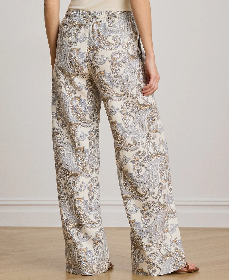 Lauren Ralph Petite Paisley Wide-Leg Pants