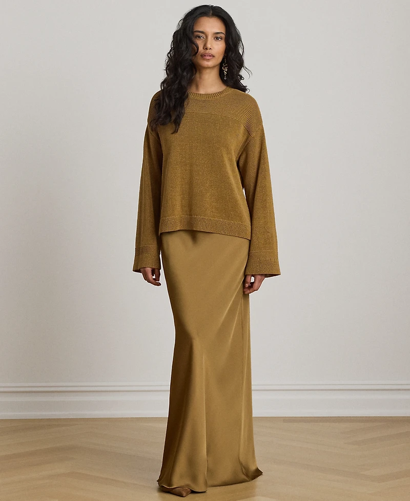 Lauren Ralph Petite Crewneck Drop-Shoulder Sweater