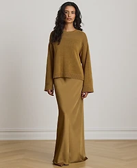 Lauren Ralph Petite Crewneck Drop-Shoulder Sweater