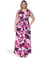 Jessica Howard Plus Sleeveless V-Neck Maxi Dress