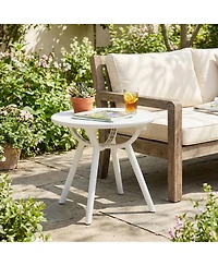 Gymax 2 pieces Outdoor Side Table 20'' Round Storage Weather-Resistant End