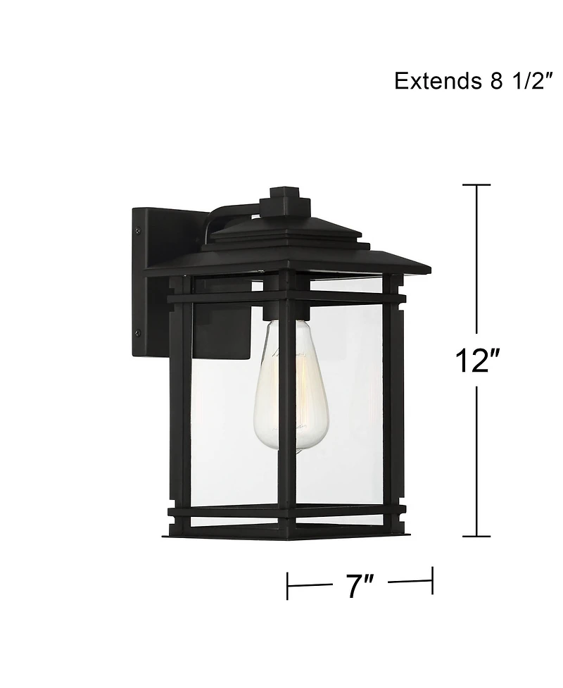 John Timberland North House Mission Outdoor Wall Light Fixtures Set of 2 Matte 12 inches Clear Glass for Post Exterior Barn Deck House Porch