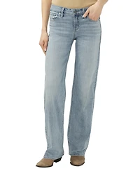 Silver Jeans Co. Women's Elyse Mid Rise Baggy Straight Luxe Stretch
