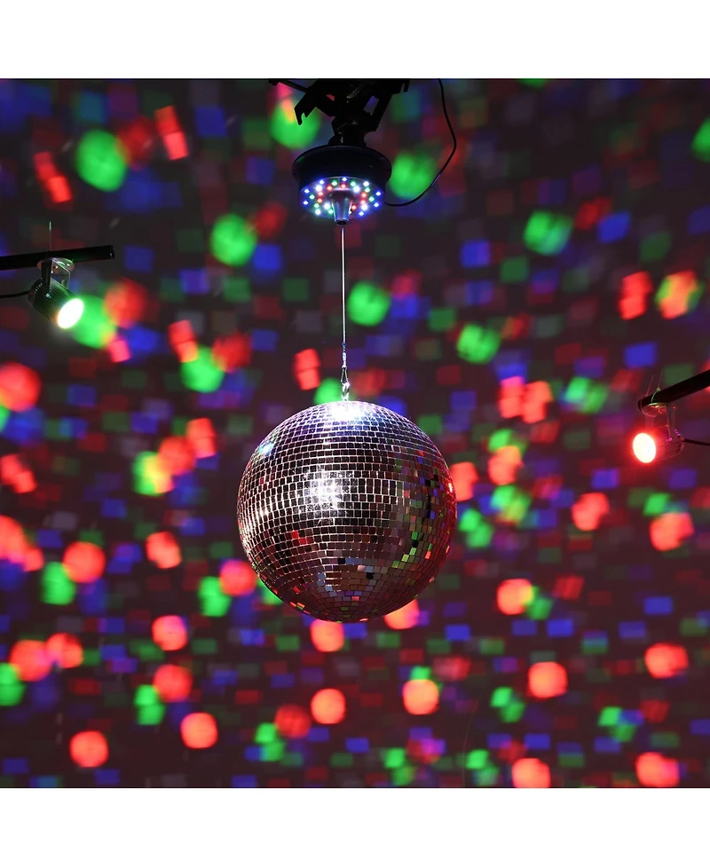 Yescom 12" Party Mirror Ball with 2 Rgb Spotlights Rotating Motor Dj Club Disco