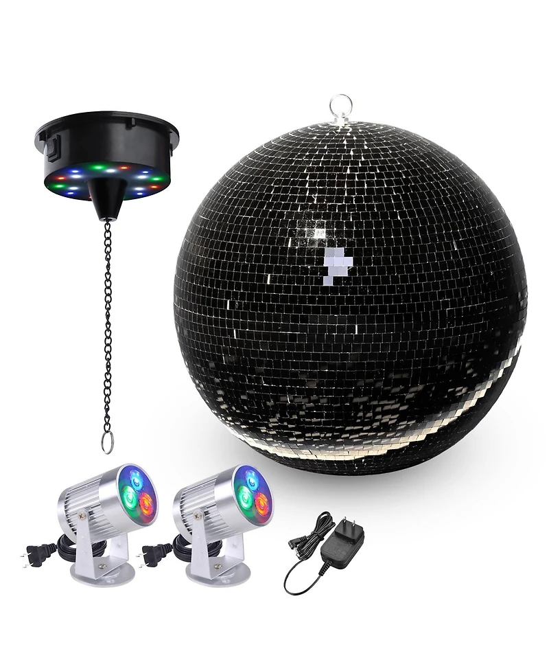 Yescom 16" Disco Mirror Ball 2 Rgb Spotlights Rotating Motor Kit Party Events