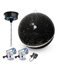 Yescom 16" Disco Mirror Ball 2 Rgb Spotlights Rotating Motor Kit Party Events