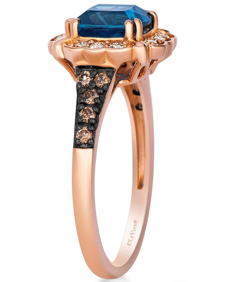 Le Vian Deep Sea Blue Topaz (1-5/8 ct. t.w.), Chocolate Diamond (1/6 ct. t.w.) & Nude Diamond (1/6 ct. t.w.) Ring in 14k Strawberry Gold