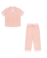 Vera Bradley Women's Iconic Twin Print Notch Top and Pajama Capri Pants, 2 Piece Set