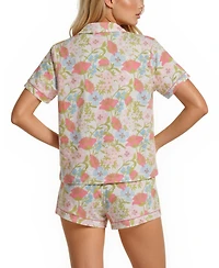 Vera Bradley Women's Iconic Print Notch Collar Shirt and Pajama Shorts, 2-Piece Set