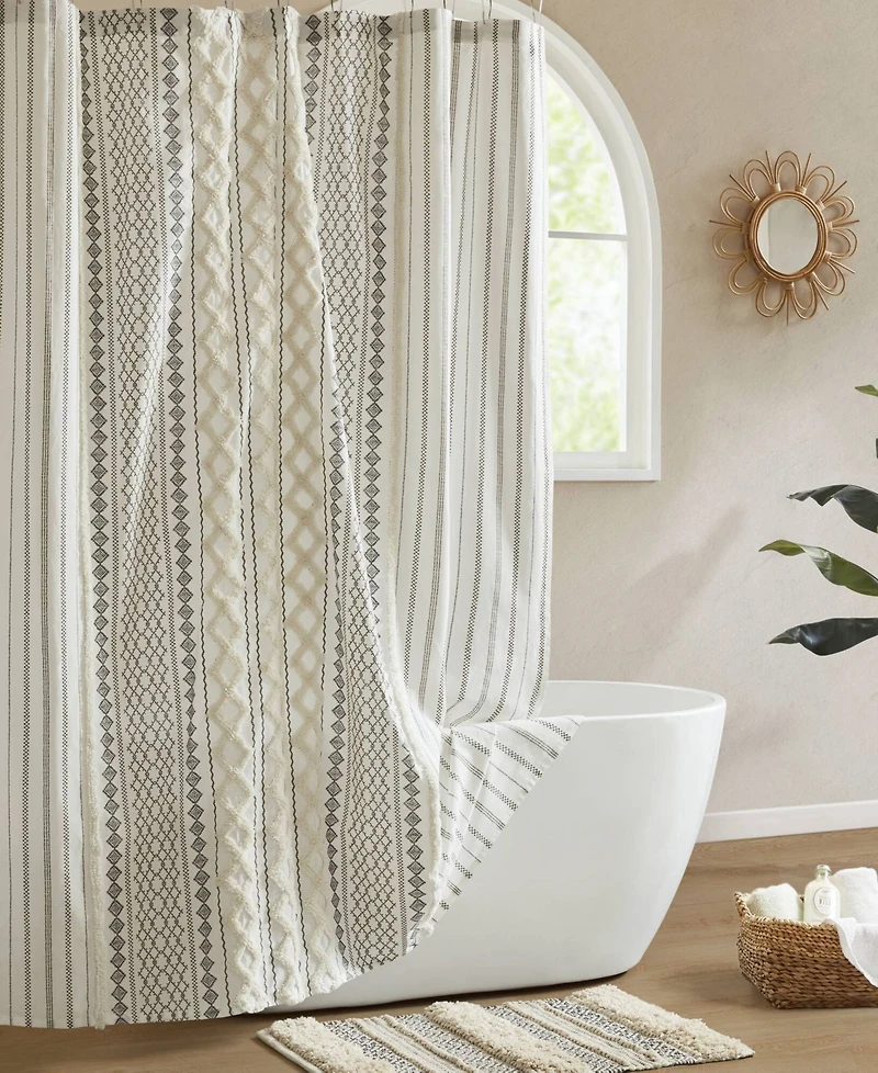 Ink+Ivy Imani Stripe Chenille Shower Curtain, 72" x 84"