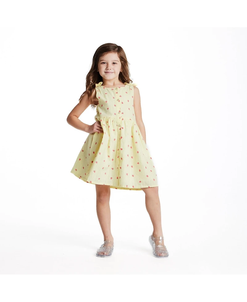 Andy & Evan Toddler Girls Strawberry Printed Button Front Dress