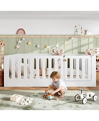 Streamdale Furniture Montessori Floor Bed with High Fence and Door