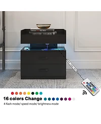Streamdale Furniture Led Nightstand Drawers and Storage