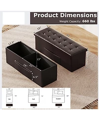 Slickblue Storage Ottoman Bench Folding Foot Rest Stool for Bedroom and Living Room Use