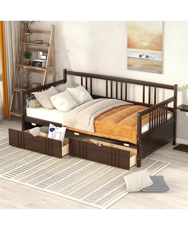 Sailvan Daybed Wood Bed with Two Drawers