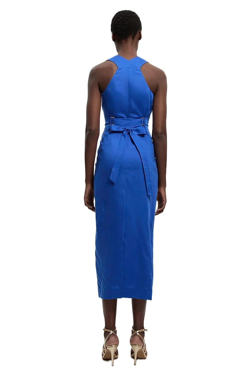 Karen Millen Women's Tailored Linen Corset Back Midi Dress