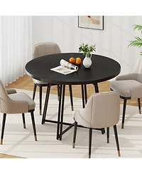 Slickblue Round Dining Table for 4-6 People with Cross Base