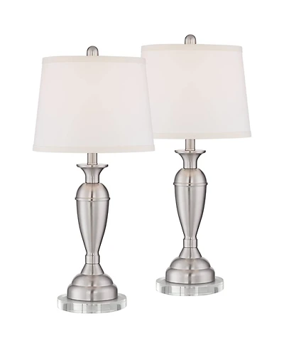 Regency Hill Blair Traditional Table Lamps Set of 2 with Round Riser 26 Inches High Drum Shade for Bedroom Living Room Bedside Office