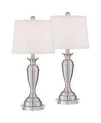 Regency Hill Blair Traditional Table Lamps Set of 2 with Round Riser 26 Inches High Drum Shade for Bedroom Living Room Bedside Office