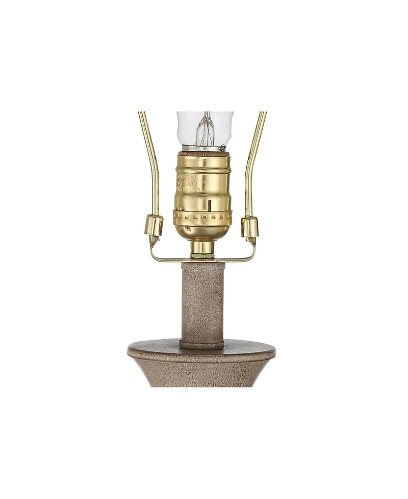 Regency Hill Avery Traditional Table Lamps Set of 2 with 7 Inches Round Risers 25 Inches High Faux Wood with Usb Led Touch On Off