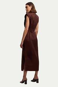 Karen Millen Women's Linen Blend Pintuck Midi Dress