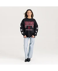 Gameday Couture Women's Black Indiana Hoosiers Pure Victory Relaxed Rhinestone Pullover Sweatshirt