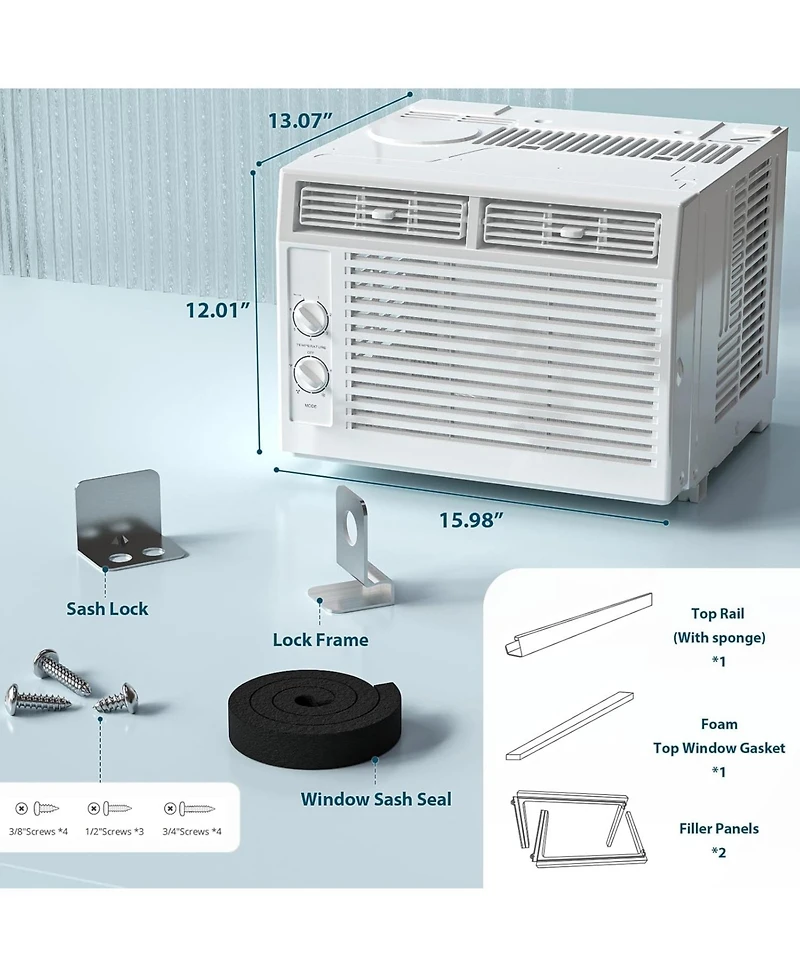 Antarctic Star 5000 Btu Window Air Conditioner, Quiet Cooling with Easy Knob Control