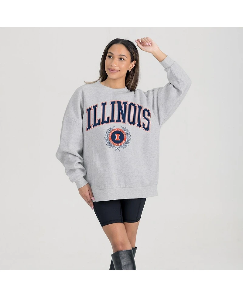 Gameday Couture Women's Ash Illinois Fighting Illini Oversized Tradition Refined Premium Fleece Sweatshirt