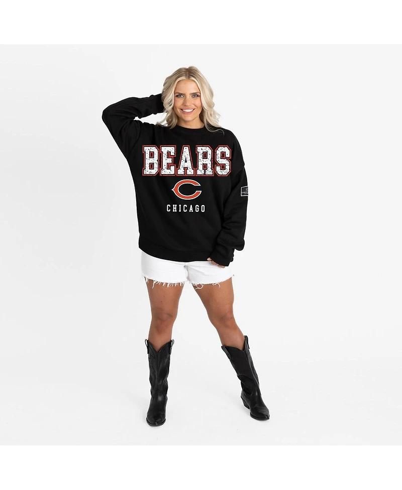 Gameday Couture Women's Black Chicago Bears Oversized Level Up Label Premium Fleece Sweatshirt