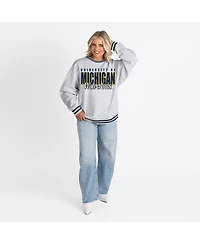 Gameday Couture Women's Gray Michigan Wolverines Oversized Showdown Ringer Stripe Sweatshirt
