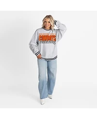 Gameday Couture Women's Gray Oklahoma State Cowboys Oversized Showdown Ringer Stripe Sweatshirt