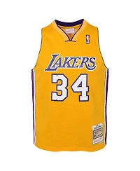 Mitchell & Ness Big Boys and Girls Shaquille O'Neal Gold Los Angeles Lakers 1999/00 Hardwood Classics Swingman Jersey