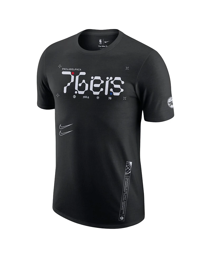 Nike Men's Black Philadelphia 76ers Courtside Air Traffic Control Max90 T-Shirt