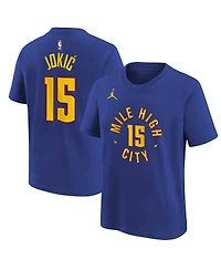 Jordan Big Boys and Girls Nikola Jokic Blue Denver Nuggets Statement Edition Name & Number T-Shirt