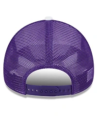 New Era Men's White/Purple Los Angeles Lakers Court Sport Foam A-Frame 9FORTY Adjustable Trucker Hat