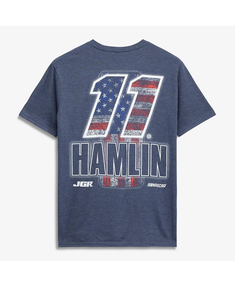 Classic Ink Usa Men's Heather Navy Denny Hamlin 11 Patriotic Number Tri-Blend T-Shirt