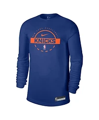 Nike Men's Blue New York Knicks 2025/26 On-Court Flare Dri-fit Practice Long Sleeves Tri-Blend T-Shirt