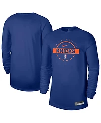 Nike Men's Blue New York Knicks 2025/26 On-Court Flare Dri-fit Practice Long Sleeves Tri-Blend T-Shirt