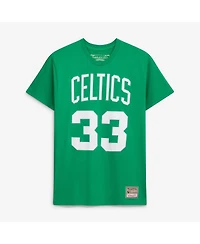 Mitchell & Ness Men's and Women's Larry Bird Kelly Green Boston Celtics Hardwood Classics Name Number T-Shirt