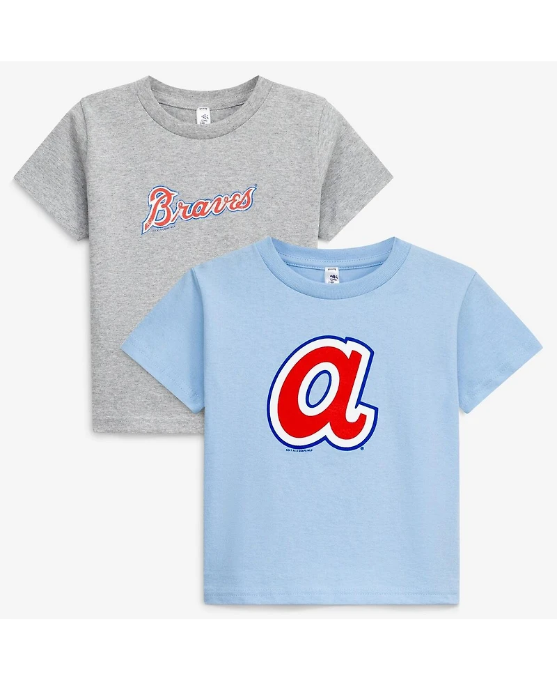 Soft As A Grape Toddler Heather Gray/Light Blue Atlanta Braves Cooperstown Collection Two-Pack T-Shirt Set