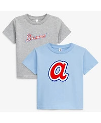 Soft As A Grape Toddler Heather Gray/Light Blue Atlanta Braves Cooperstown Collection Two-Pack T-Shirt Set