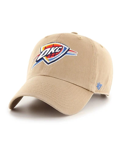 '47 Brand Men's Khaki Oklahoma City Thunder Logo Clean Up Adjustable Hat