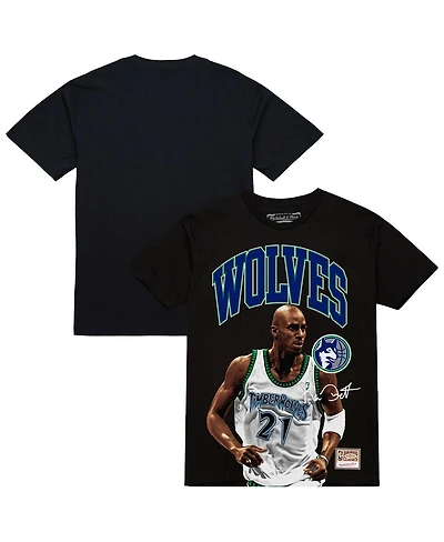 Mitchell & Ness Men's Kevin Garnett Black Minnesota Timberwolves Hardwood Classics Player Arch T-Shirt