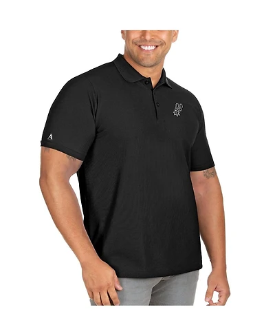 Antigua Men's Black San Antonio Spurs Big & Tall Legacy Pique Polo Shirt